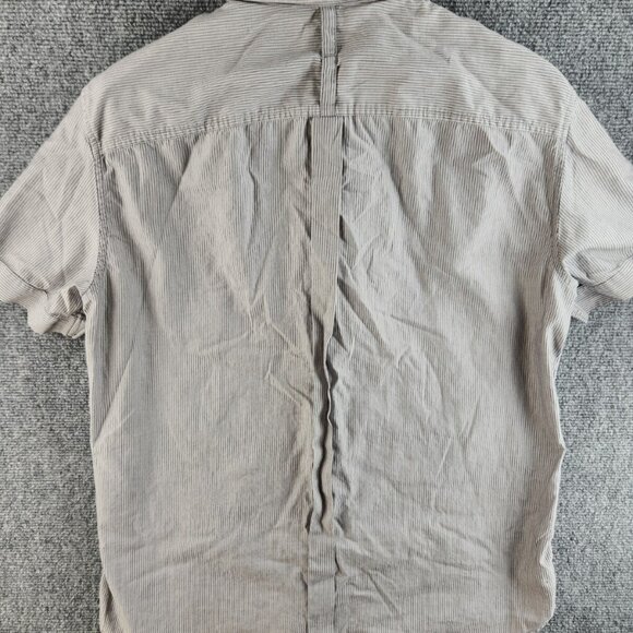 Armani Exchange Large Black White Striped Short Sleeve Pearl Snap Double Collar - Picture 16 of 16